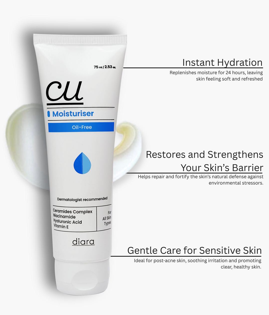 Diara CU Ultra-Light Moisturizer back view with ingredients